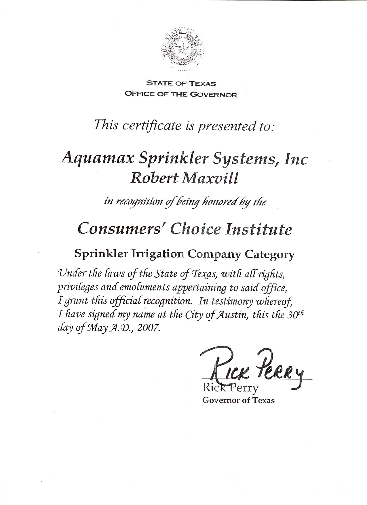 Aquamax Sprinkler Systems — Badge 4