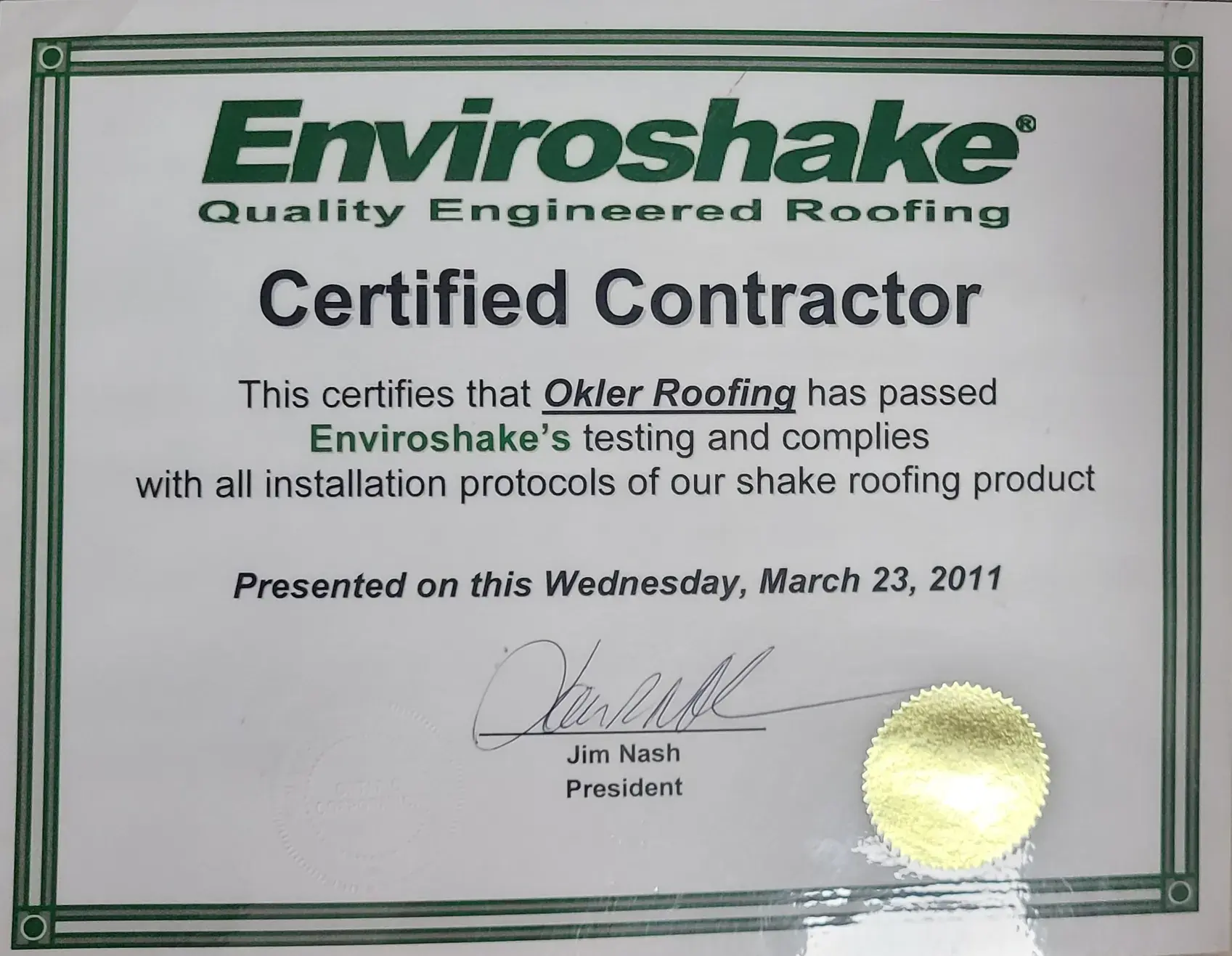 Okler Roofing — Badge 3